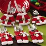 6PCS Santa Suit Christmas Cutlery Holder Tableware Silverware Bag Decorations Christmas Decor Table Decor Home Decor Kitchen Dec