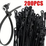 100 200PCS Creative Nylon Cable Ties With Screw Mounting Hole Self Locking Loop Wrap Bundle Ties Strap Diy Office Cables Wire Fa