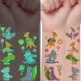 60-PACK Glow In The Dark Temporary Tattoos Dinosaur Series Waterproof Cartoon Dino Designs Including T-rex Stegosaurus Triceratops And Pterosaur Fun Art Makeup Stickers For