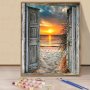 1PC Paint By Number Kits For Adults 40X50CM/16X20INCH Diy Window View Easy Oil Acrylic Painting By Numbers Kits Arts Crafts For Home Room Wall