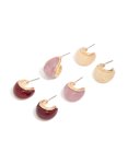 Goldair Gold Burgundy & Pink Acrylic Bubble Hoop Earrings 3-PACK