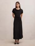 Tahnee Ruched Waist Midi Dress - 16 Black