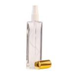 50ML Tall Clear Glass Square Base Perfume Bottle With White Spray & Gold Cap 18 410