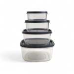 4 Piece Rainbow Square Container Set Clear