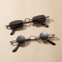 2 Pcs Couple's Sports Glasses Metal Frame Polycarbonate Lenses Round & Rectangle Ideal For Hiking & Mountain Climbing Vintage Punk Style Decorative Fashion Shades