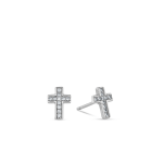 Sterling Silver Cubic Zirconia Cross Stud Earrings