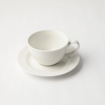 Jenna Clifford - Embossed Lines Cup & Saucer - Cream White Set Of 4