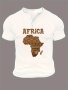 Africa Map Pattern Print Men's Short Sleeve Henley T-Shirt Casual Henley Tees Summer Trendy Breathable & Comfortable Top For Everyday Wear