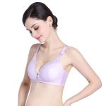 Breathable Lace Top & Middle Open Nursing Bra - Purple - C Cup