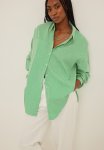 Oversized Long Sleeve Pocket Shirt - Green Stripe