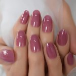 24PCS Glossy Purple Press-on Nails Set - Medium Oval Solid Color With Nail File & Adhesive Tabs For Easy Application