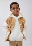 Block-coloured Baseball Jacket - Beige la