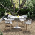 Kurv Round Bistro Table - 80CM - Black White - Black