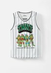 Cotton On License Basketball Tank - Lcn Nic White & Swag Green Stripe tmnt