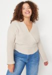 Plus Double Breasted Sweater - Beige