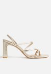 Block-heeled Sandals - Gold-coloured