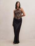 Nellie Lace Halter Maxi Dress - 18 Black nude