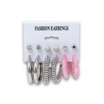 Fashion Earrings 6 Pair - Silver