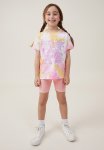 Cotton On Hailey Bike Short - Coral Dreams terry Texture Shells