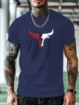Red Cow Pattern Print Men's Fashion Comfy Breathable Novelty T-Shirt New Casual Top Round Neck Short Sleeve Tee For Spring Summe
