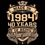1PC 1984 Golden Crown 40 Years Of Being Awesome Sticker For Men Fashion Transfer Stickers For T-shirts Jeans Bag Throw