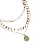 Goldair Gold Bead & Pearl Layered Pendant Necklace
