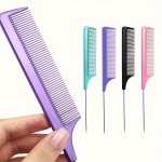 Barber Salon Fine Tooth Rat Tail Teasing Comb With Stainless Steel Pin Metal Hair Pick Detangling Comb Profession Tool Practical
