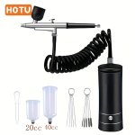 1 Set Airbrush Kit With Compressor Auto Handheld Airbrush Gun With 0.3MM Tip Rechargeable Portable Air Brushes For Painting Tatt