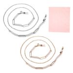 Anti-slip Eyeglass Chains & Microfiber Cloth-gold & Silver-beaded - 2 Pack