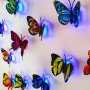 6/9pcs 3d Glowing Double-layered Wing Butterfly Home Decoration With Adhesive Back Glowing Butterfly Birthday Gift Home Wedding Festival Decoration Style Random