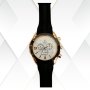 Initial Mens Watch Black Silicone Strap With White Face & Rose Gold Details