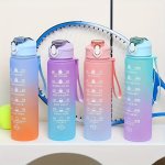 Insulated Large Capacity Water Bottle With Straw & Time Marker - Lightweight Perfect For Fitness Yoga Hiking & Outdoor Activitie