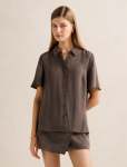 Allegra Cupro Shirt - 18 Chocolate Co-ord A