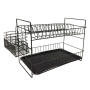 Regent Two Tier Dish Drying Rack With Tray And Cutlery Basket Black 39.5CMX25CMX25CM