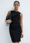 Draped Microfibre Dress - Black