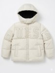 Guess Girls Hooded Long Sleveed Puffer In Stone - Stone 14