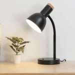 Arcadia Metal And Wood Table Lamp In Matt Black White Blue Green - Matt Blue