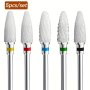 5PCS Ceramic Nail Drill Bits Set Acrylic Nail File Bits 7.62/81.28cm Shank Professional Corn Shape Ceramic Bits For Shaping Polishing Removing Acrylic Gel Nails