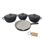 Smte Premium 7-PIECE Cast Iron Cookware Set+ Smte Keychain Grey