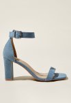 Cotton On Matilda Ankle Strap Block Heel - Washed Blue Denim