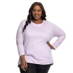 Donnay Plus Size Fleece Crew Neck Top With Kangaroo Pockets - Lilac
