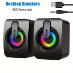 Computer Speakers 2.0 Wired Desktop Speaker USB Powered 3.5 Mm Aux-in Volume Control LED Light MINI Gaming Speaker For PC Laptop