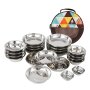 22PCS Stainless Steal Camping Plates Bowls Set