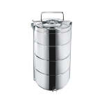 Stackable 4 Tier Double Wall Insulated Thermal Food Carrier Silver