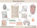 Cot Duvet Bedding Peachy Floral Olive Set