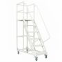 Steel 6 Step Mobile Safety Step Ladder - Mounty Rollstep - Light Grey