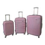 Smte 3 Piece Hard Outer Shell Luggage Set Pink With Keychain