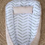 Baby Nest Baby Sleeping Pod Olive Beige Herringbone Pattern Set Neutral