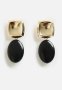 Emma Oval Disk Earring - Gold/black
