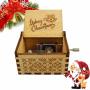 Music Box Merry Christmas Tone Wooden Hand Shake Music Box Laser Engraved Vintage Wooden Musical Box Gifts For Birthday Christmas Valentine's Day Merry Christmas